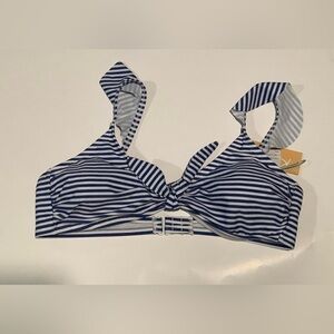 Kona Sol Blue and White Striped Bikini Top
